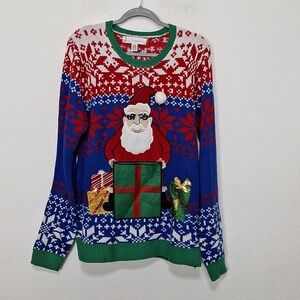 Jolly Sweaters Christmas Santa Holiday Statement Festive Ugly Sweater Size L